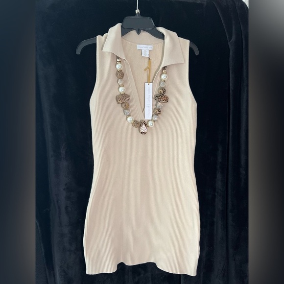 🤎HOUSE OF HARLOW Ribbed Collared Dress Sculpt Knit Polo Dress-SZ M🤎NWT - Picture 9 of 16